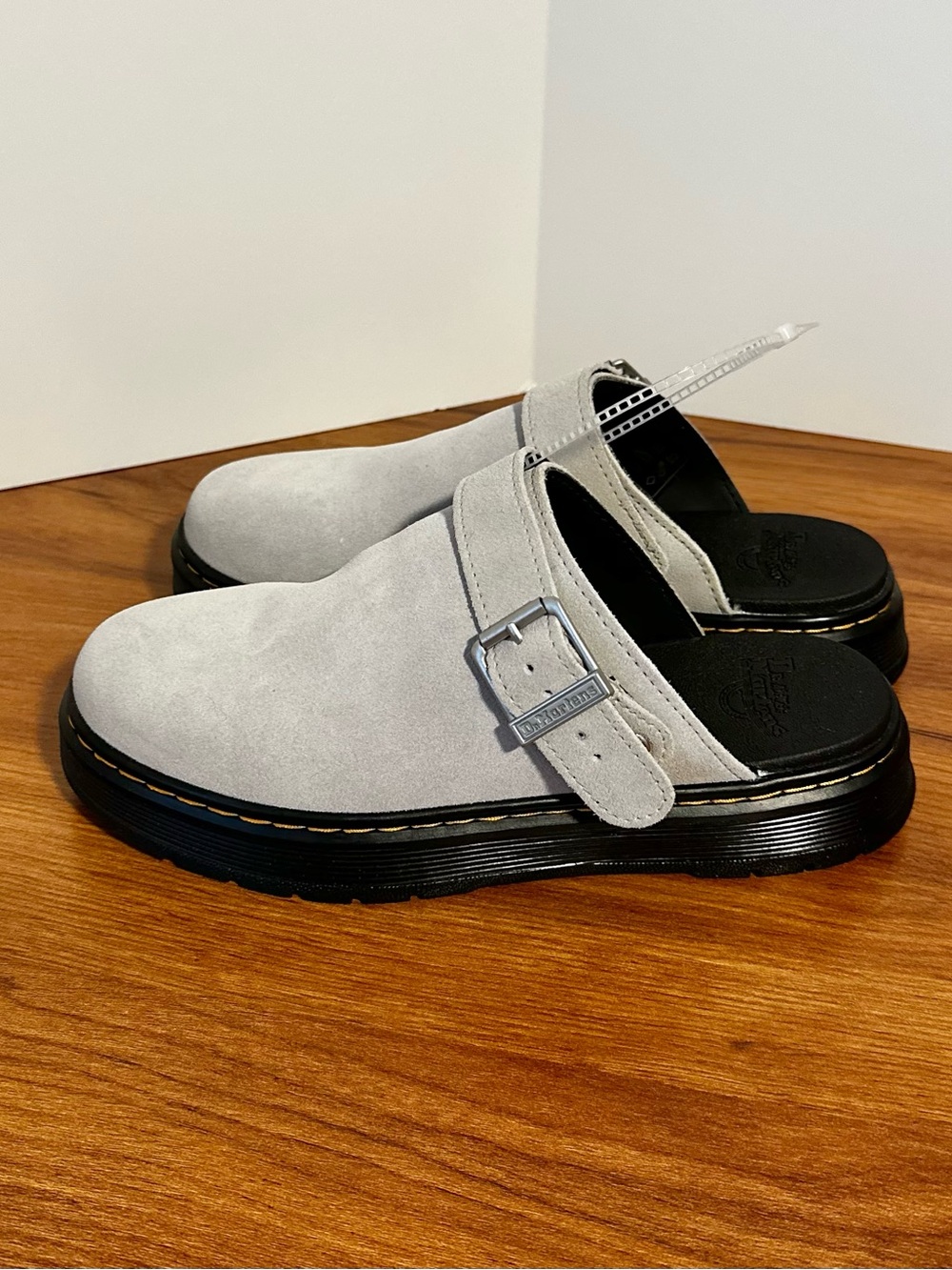 Dr Martens Brookline Suede Mule Mist Grey